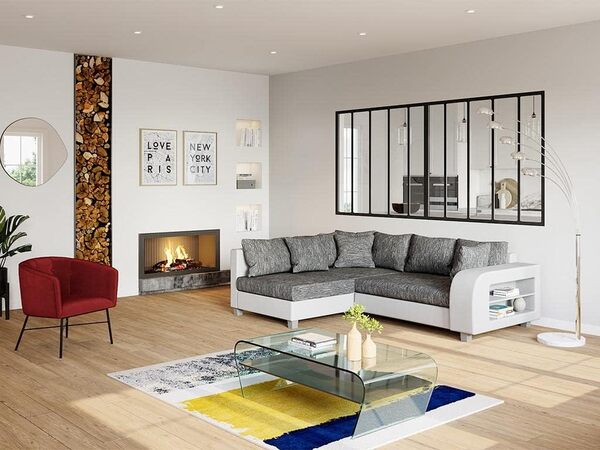 Vente-unique - Table Basse - Verre trempé - Tablette Noire laquée - Kelly