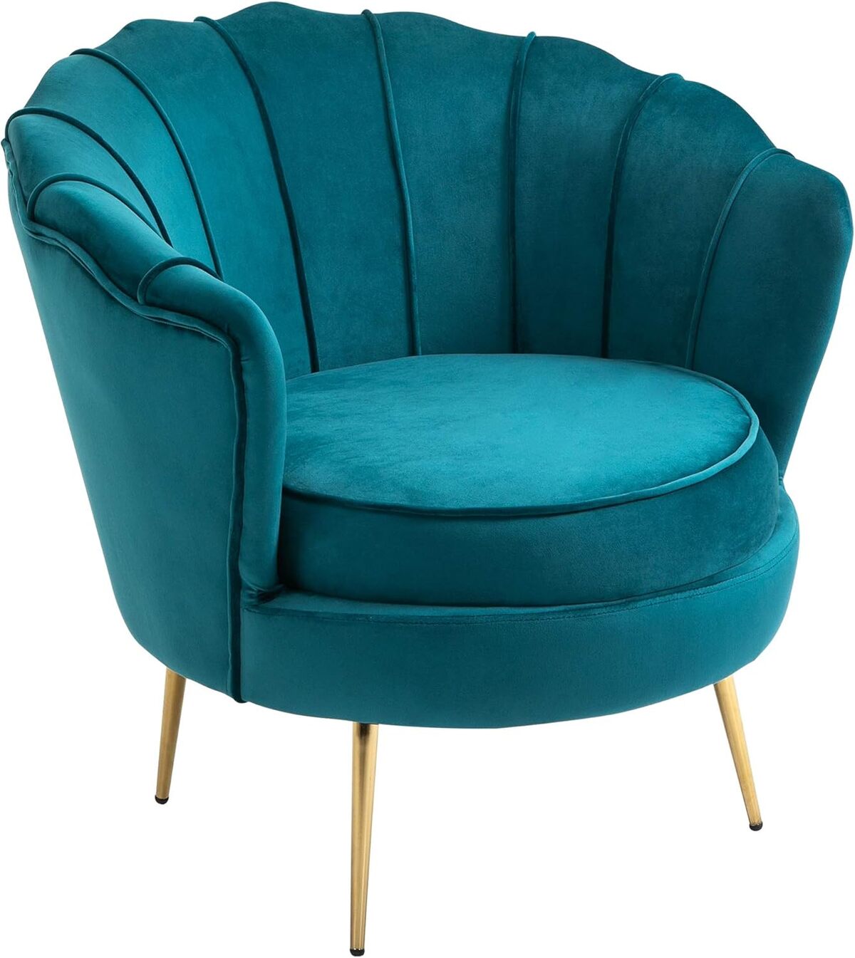 Avis sur le fauteuil coquillage HOMCOM en velours bleu et pieds dorés