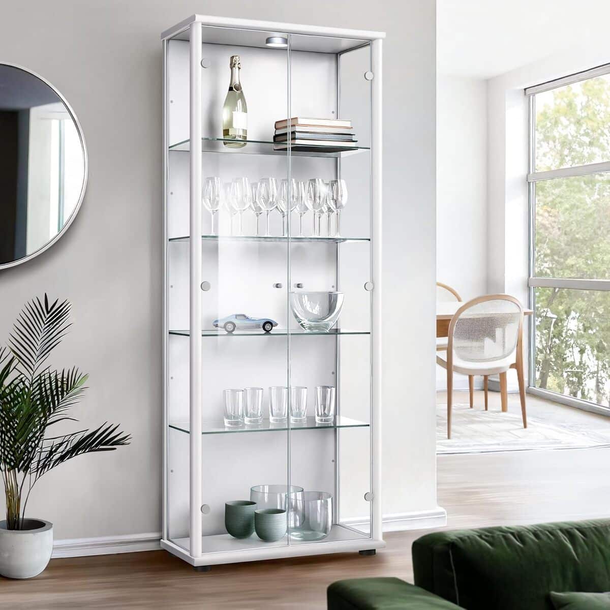 Test : vitrine K-Möbel en verre blanc avec LED et étagères réglables