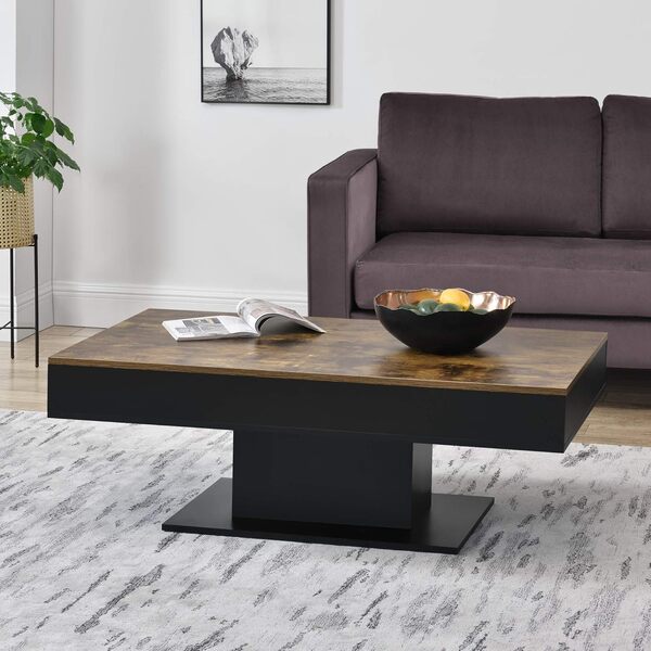 [en.casa] Table Basse de Salon Stylé avec 2 Espaces de Rangement Intérieurs Design Panneau de Particules 40 x 110 x 60 cm Effet Bois Noir