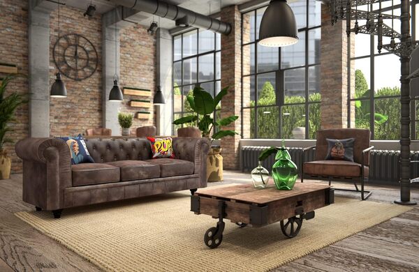 INTENSE DECO Canapé Chesterfield 3 Places Vintage