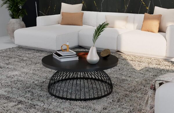 Atmosphera - Table Basse Kushi - métal & Verre D90 cm