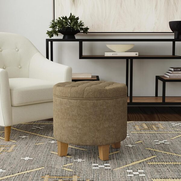 Décoration d'intérieur | Pouf rond capitonné en velours capitonné | Ottoman avec rangement pour salon et chambre à coucher | Meubles décoratifs pour la maison, velours moka