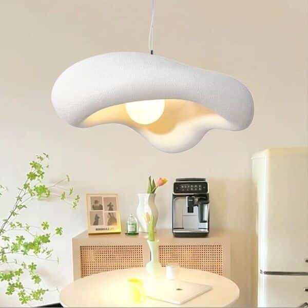 Lampe Suspendue Moderne Suspension Fleurs Créatives Lampe À Suspension Wabi-Sabi G9 Lampe De Table À Manger Style Nordique Lustre Pour Chambre Salon Salle À Manger Cuisine Chambre D'enfants(blanc)