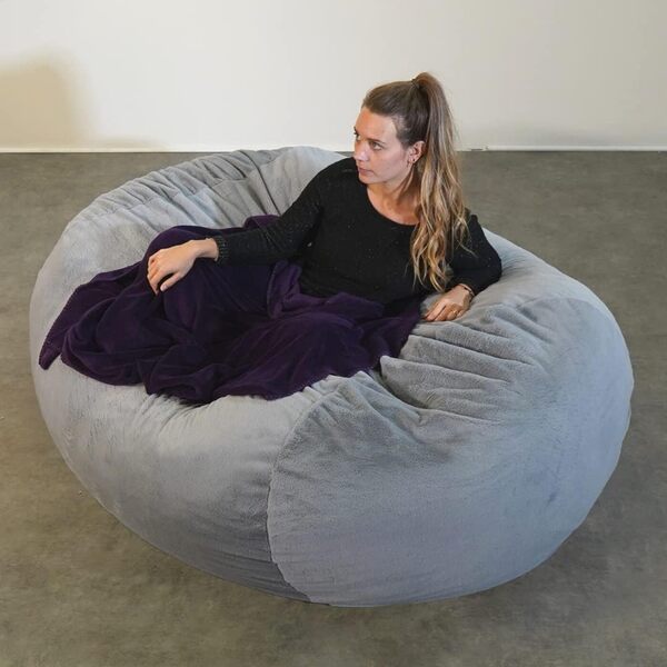 Gros Pouf Long - Doux & Confortable - Housse Lavable - Pouf Géant, Pouf Lit, Pouf XXL Chambre/Salon - Éco-Responsable, Rembourrage en Mousse Revalorisée (160 x 90 x 60 cm, Gris Clair)