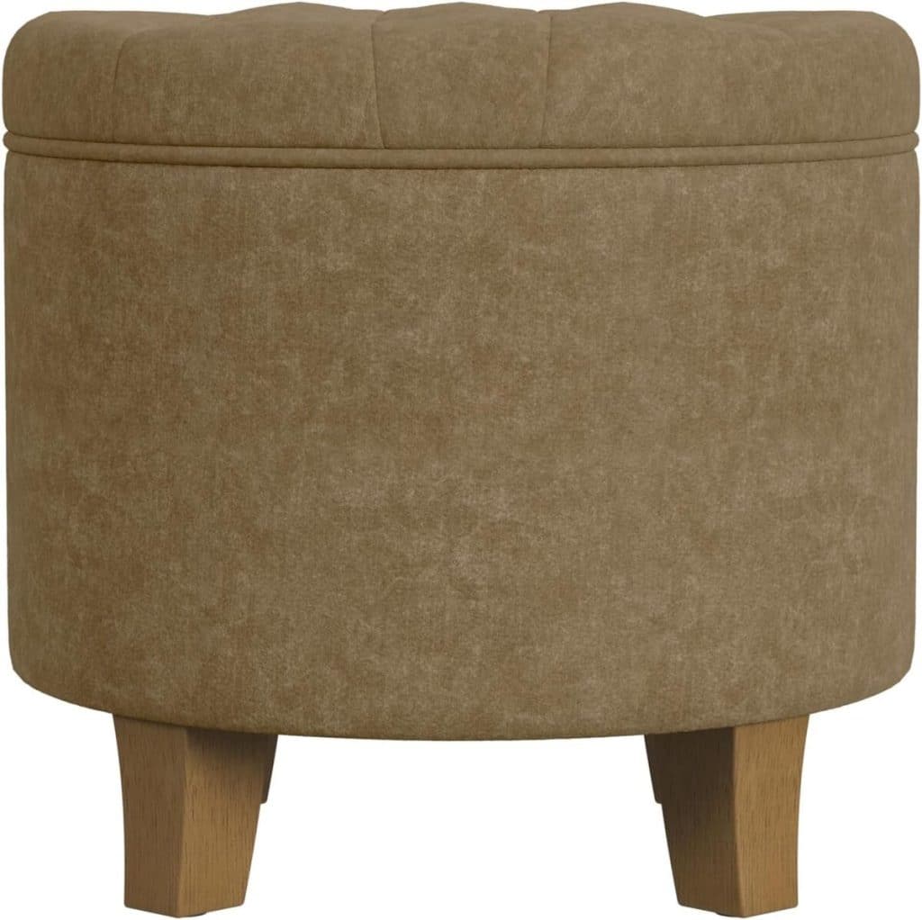 Avis sur le pouf rond capitonné HomePop : un bijou de velours avec rangement