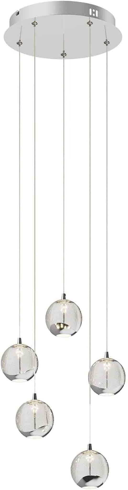 Test de la suspension Hayley à 5 lampes en verre moderne
