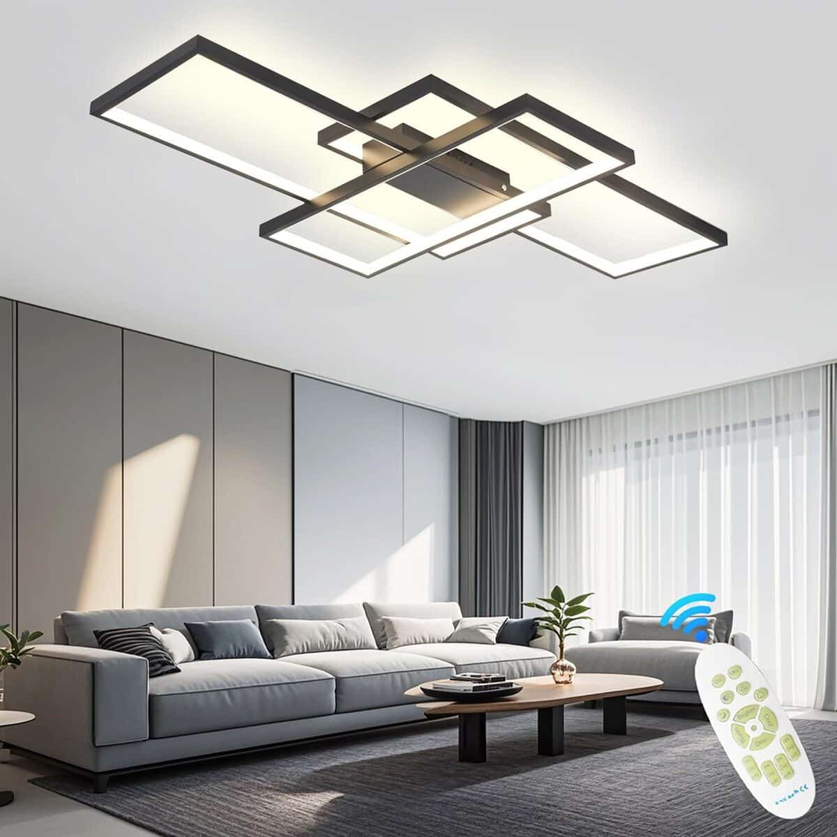 Test plafonnier LED dimmable: design irrégulier et télécommande