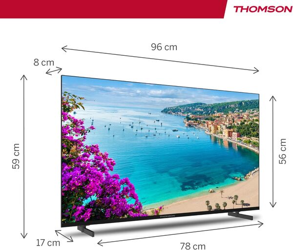 THOMSON Téléviseur 43 Pouces (109 cm) UHD Smart Android TV (WLAN, HDR, Triple Tuner DVB-C-S2-T2, Streaming, Youtube) – 43UA5S13-2023 [Classe énergétique F]