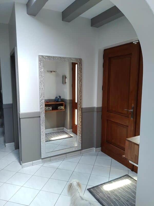 Miroir Mural Moderne, Grand Miroir 75x175, Made in Italy, Miroir Feuille Argent Cadre Bois, Miroir Pleine Longueur, Miroir Salon entrée Chambre