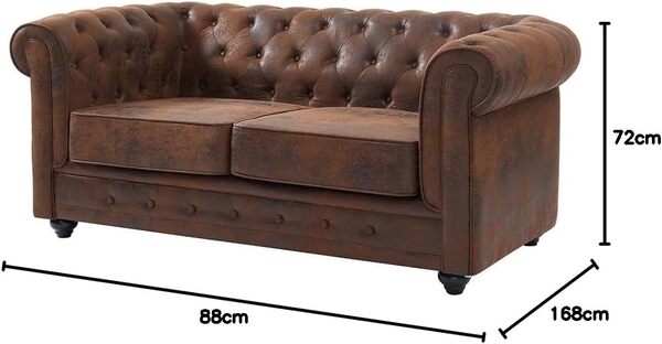Vente-unique - Canapé 2 places CHESTERFIELD en microfibre aspect cuir vieilli