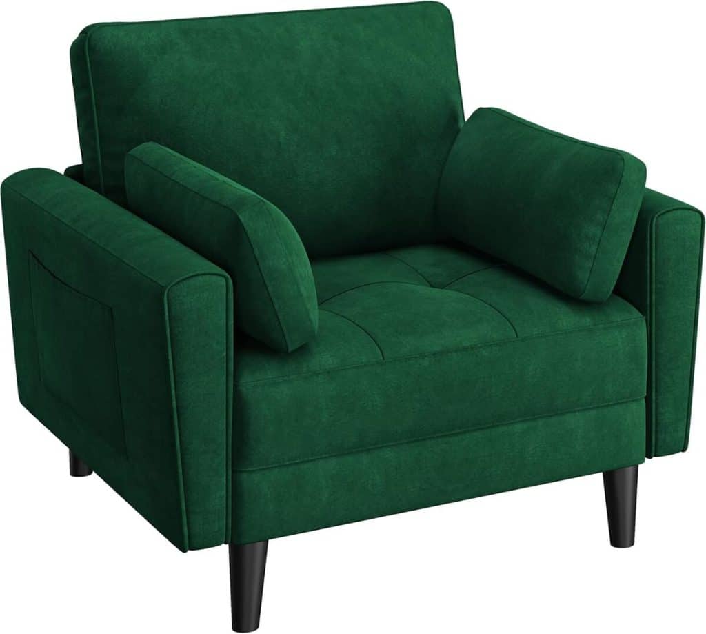 Avis : fauteuil moderne Yaheetech en velours vert