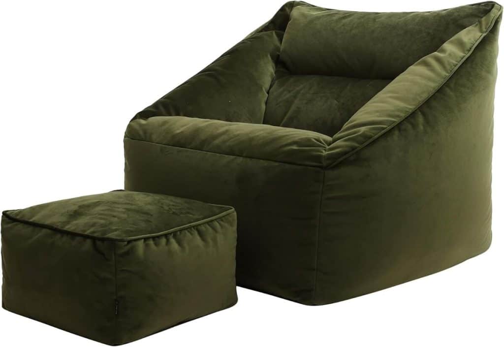 Avis : fauteuil pouf Icon Natalia en velours olive vert