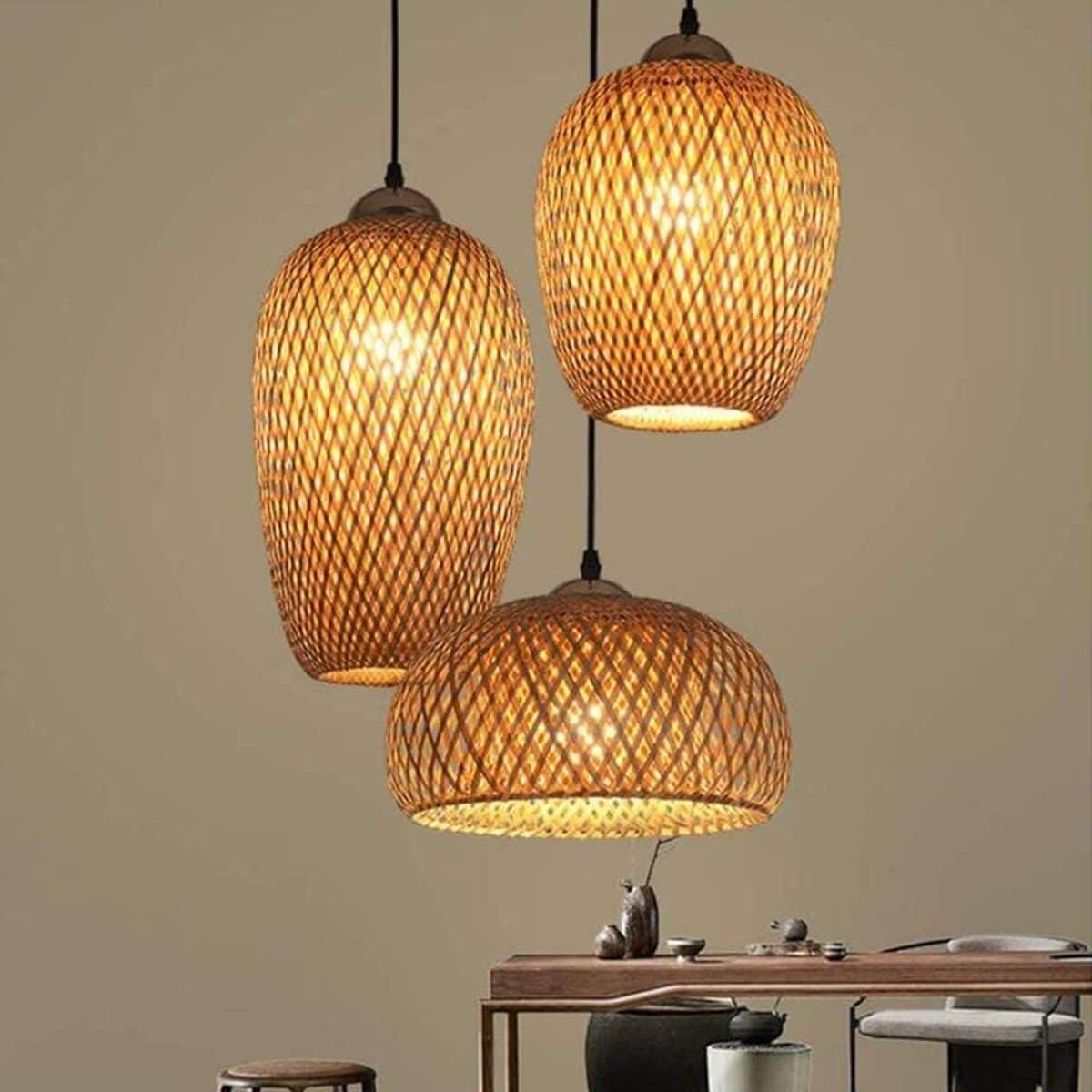 Avis : lustre industriel en bambou tissé à la main pour un style vintage unique