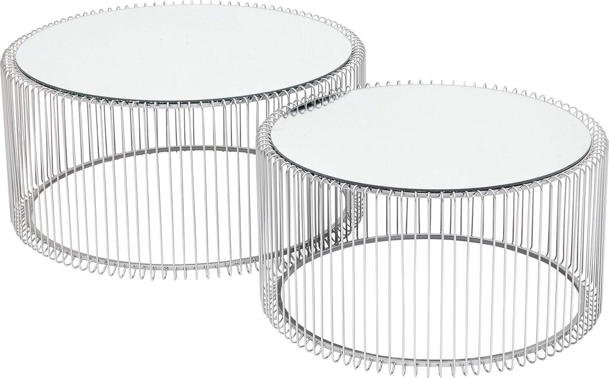 Avis tables basses Kare Design Wire argenté/miroir rond lot de 2