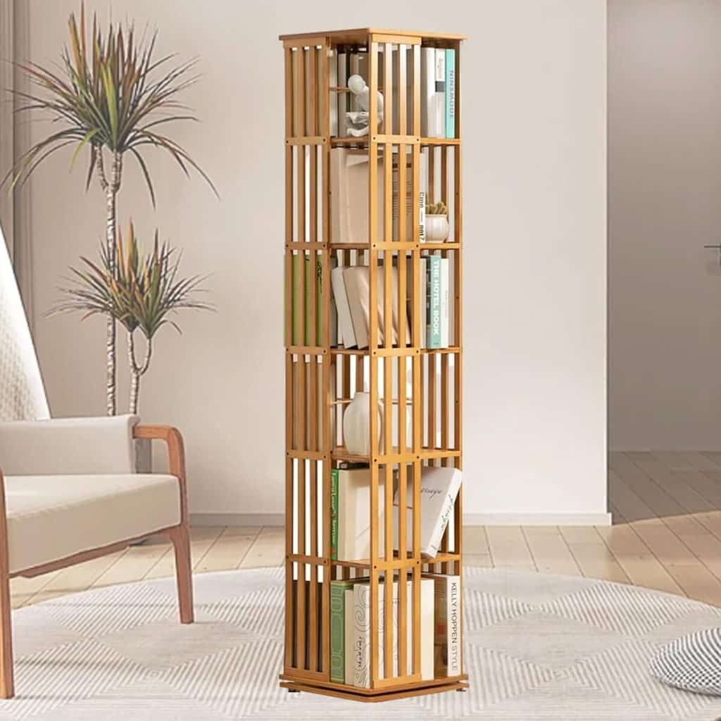 Test : bibliothèque rotative Ymaomao en bambou 6 niveaux