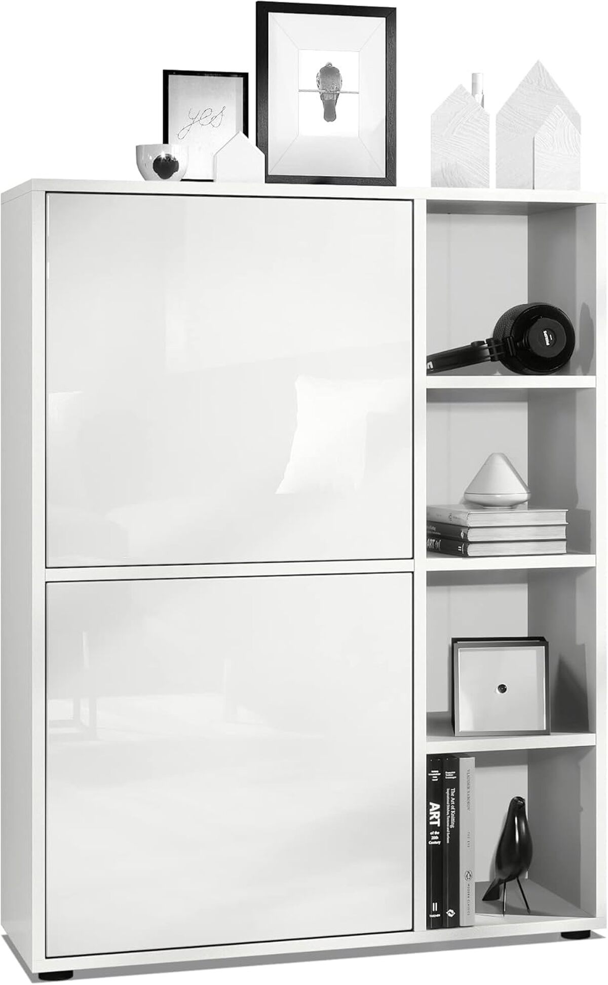 Test : buffet haut Vladon Cuba 8 compartiments, design blanc mat et laqué