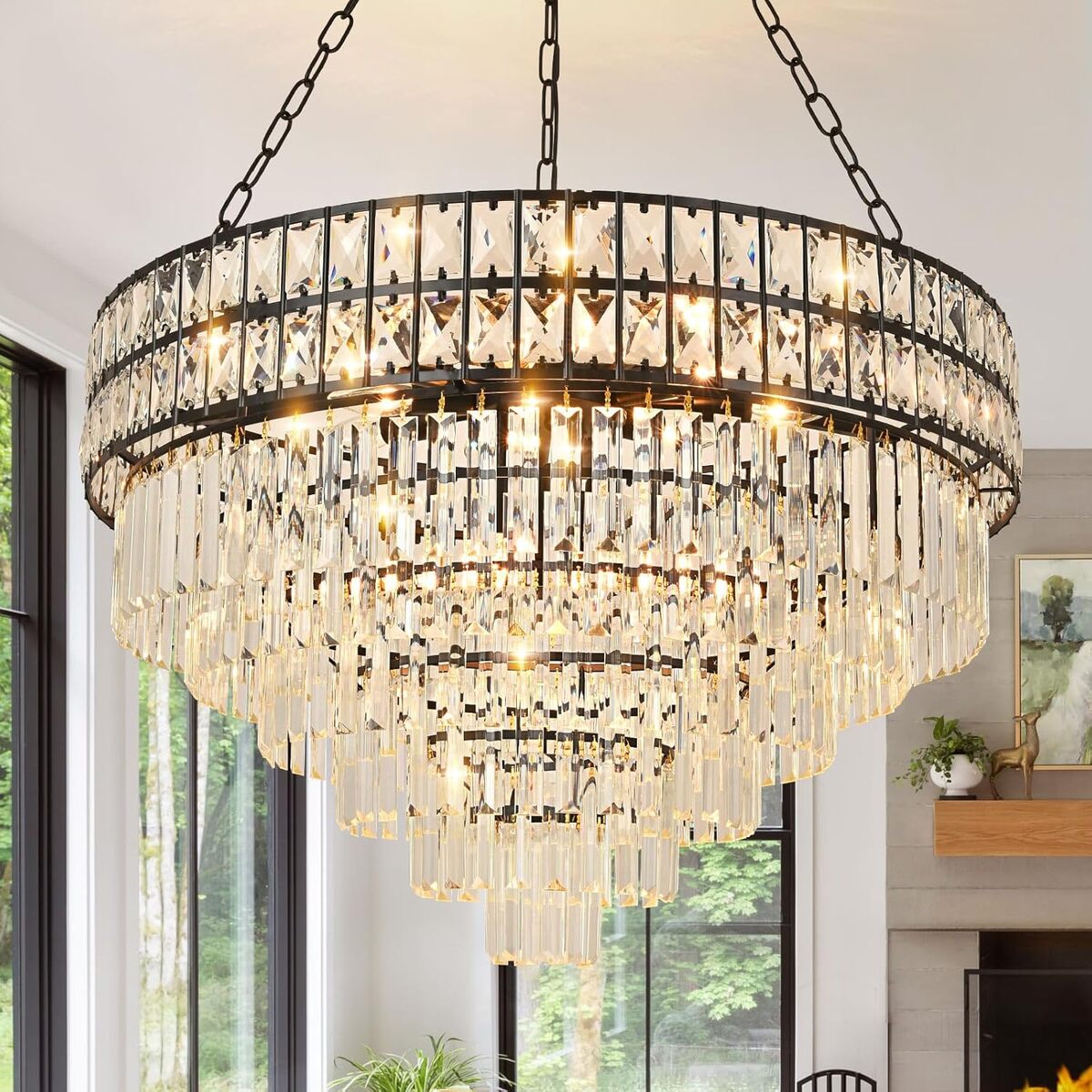 Test lustre Raindrop : luxueuse suspension en cristal noir