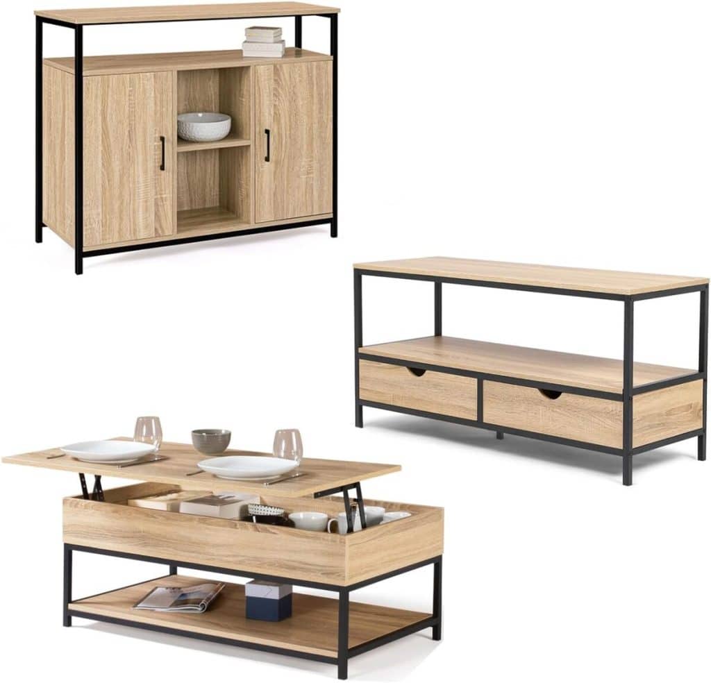 Test : meubles salon IDMarket Detroit, style industriel