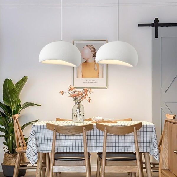 HEYUN Lampe Suspension Moderne Style Japonais Wabi-sabi Blanche E27 Abat-jour En Pierre Simulée De Restaurant Lampe Suspendue De Bar Créative Style Pour Salle À Manger Salon De Thé Salon Café(A,60CM)