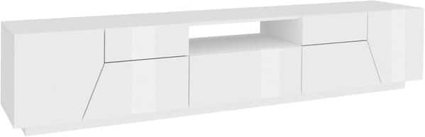 Dmora - Meuble TV Jacopo, Buffet Bas de Salon, Base pour Meuble TV, 100% Made in Italy, 220x43h46 cm, Blanc Brillant