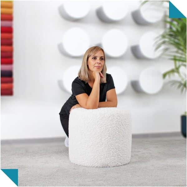 Deshome - Pouf Salon Pouf Coiffeuse Chambre Rond Ø 80 cm, Tabouret Pouf Repose Pieds canapé Tissu bouclé: pouffe Salon Adulte Enfant Iside Gris Graphite