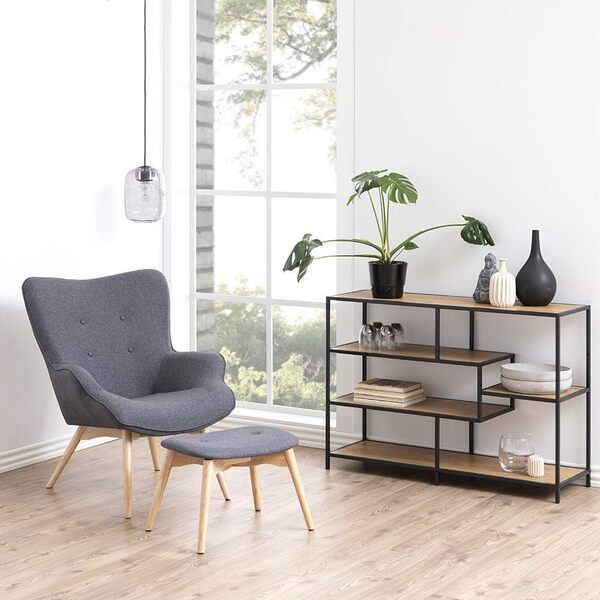 Amazon Basics Martin - 4 étagères Bibliothèque, 35 x 114 x 78.2 cm (longueur x largeur x hauteur), Finition chêne(Anciennement marque Movian)