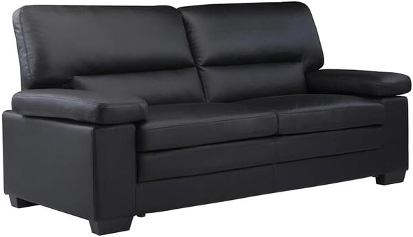 Vente-unique - Canapés 3 Places 2 Places et Un Fauteuil en Cuir de Buffle Mimas - Noir