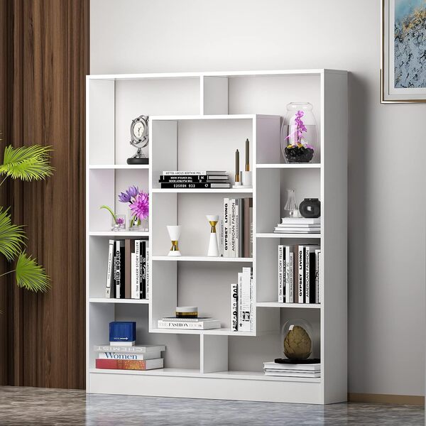 Homidea Venus Étagère à Livres – Étagère – Meuble de Salle de séjour, Bureau – Design Moderne (Blanc)