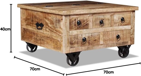 Festnight Table Basse de Salon en Bois Style Industriel avec Tiroir 70 x 70 x 40 cm