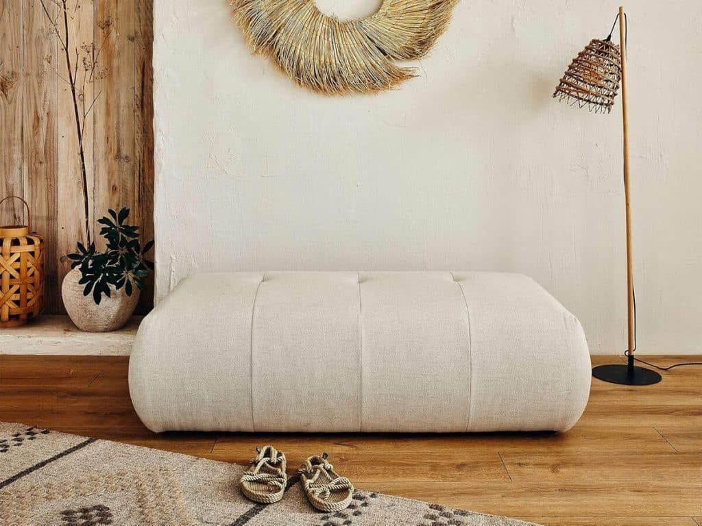 Avis sur le pouf modulable Onyx de Lisa Design en tissu beige