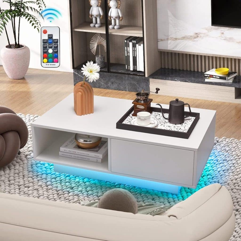 Test de la table basse LED moderne Costway : élégance et utilité