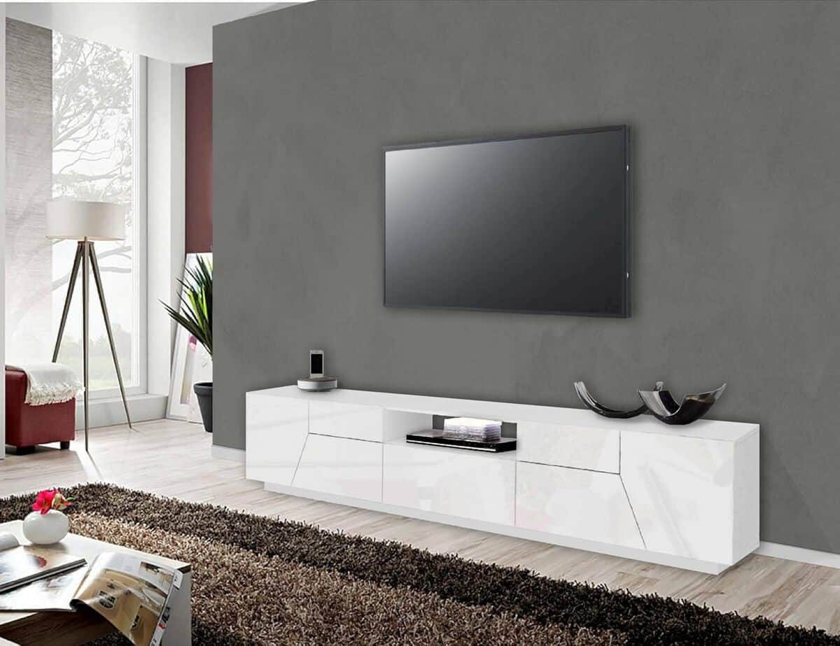 Test du meuble TV Jacopo blanc brillant de Dmora