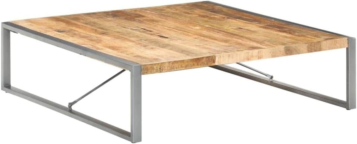 Test : table basse vidaXL 140x140 en bois de manguier brut