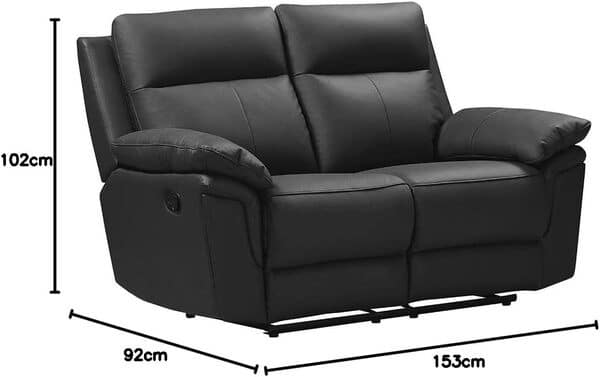 Vente-unique - Canapé 2 Places Relax en Cuir de Buffle PAKITA - Noir