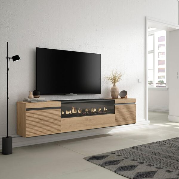 Skraut Home | Meuble TV | Banc Télé | Grand Espace de Rangement | 200x45x35cm | pour Les TV jusqu'à 80