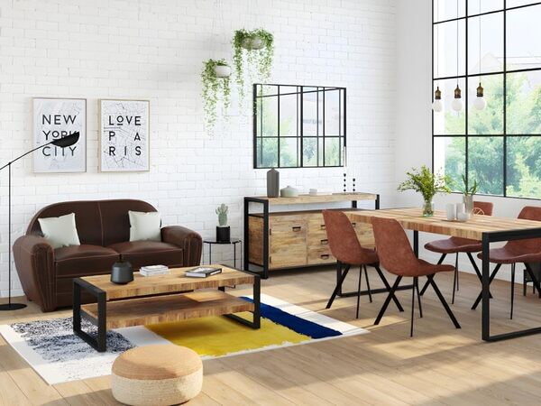 Vente-unique-Canapé 2 Places Club 100% Cuir Vieilli Baudoin - Marron