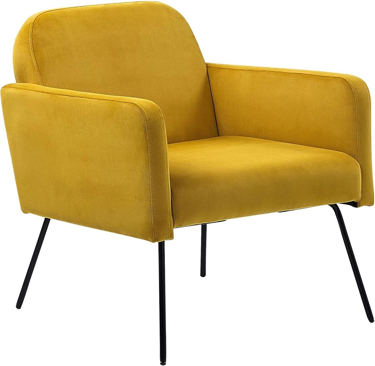 Avis : fauteuil Narken moderne et rétro en velours jaune