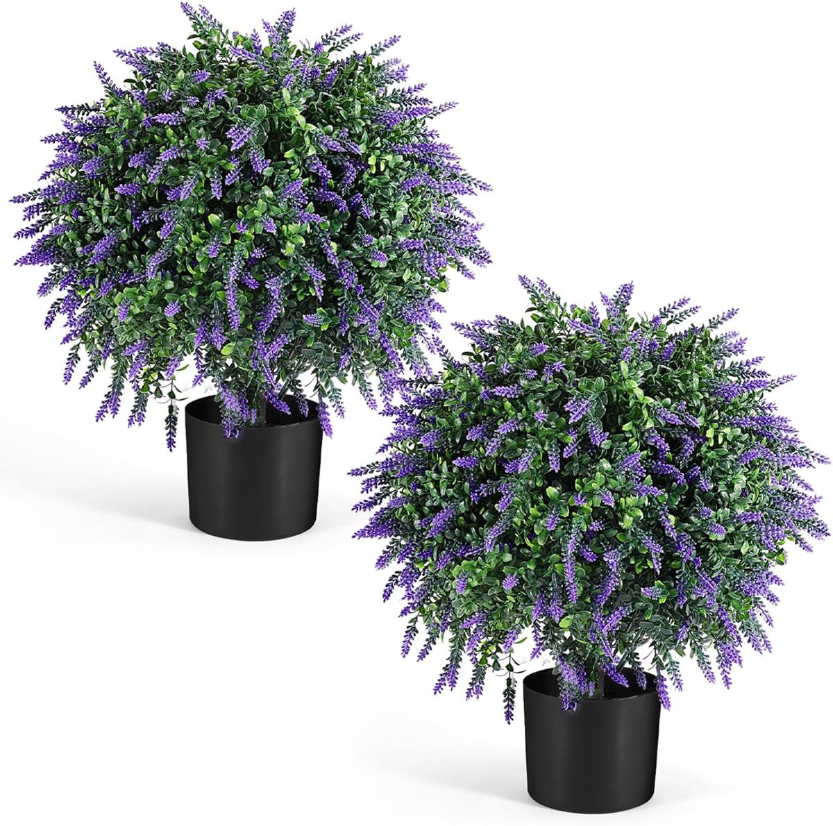 Avis : lot de 2 arbres topiaires lavande 55 cm, déco extérieure