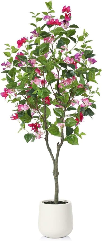 Avis sur le bougainvillier artificiel Fopamtri : élégance de 180 cm en pot blanc