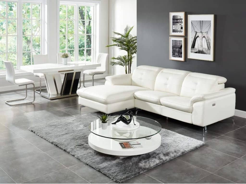 Avis sur le canapé d'angle relax électrique Lismore en cuir ivoire