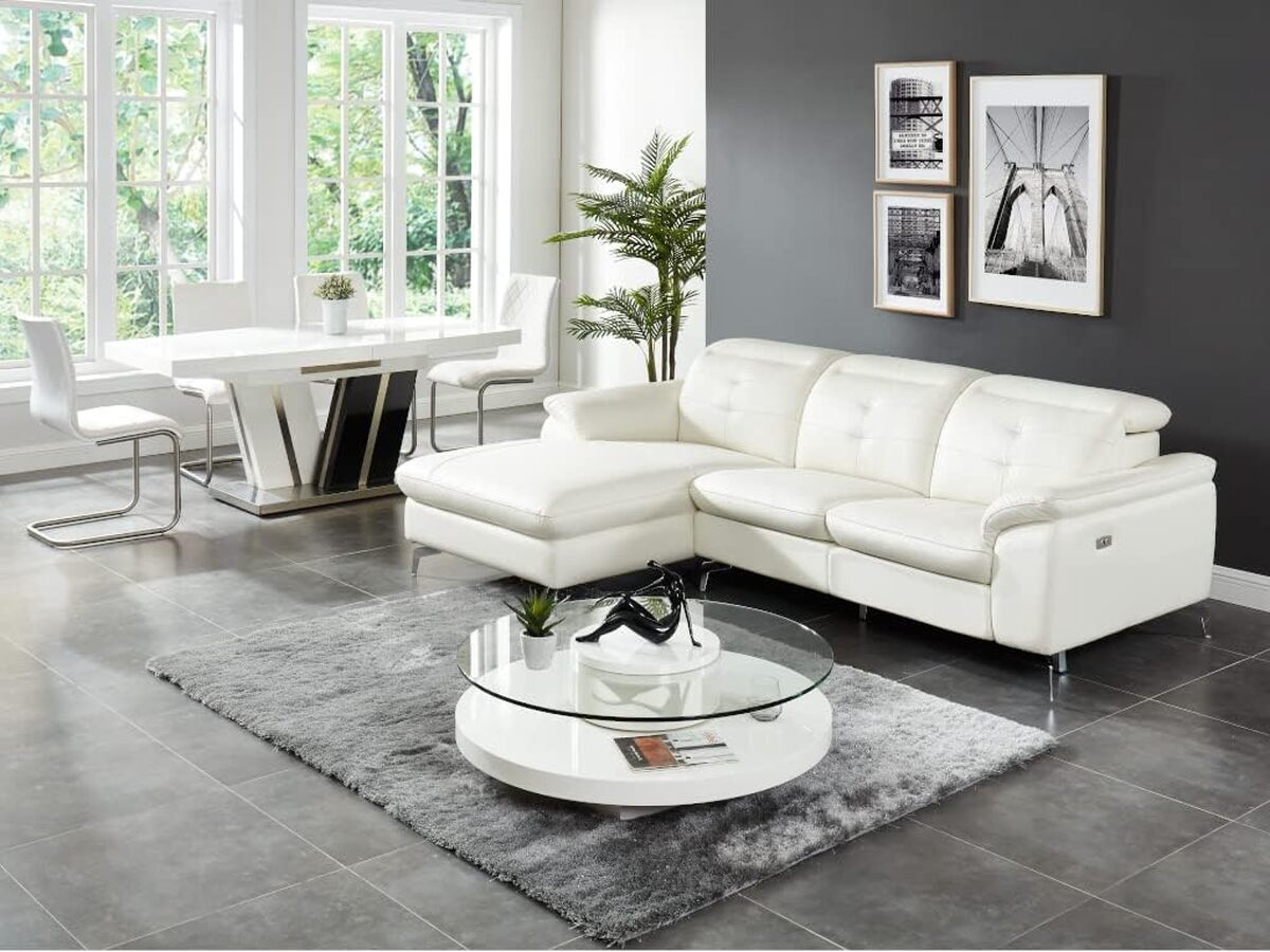 Avis sur le canapé d'angle relax électrique Lismore en cuir ivoire