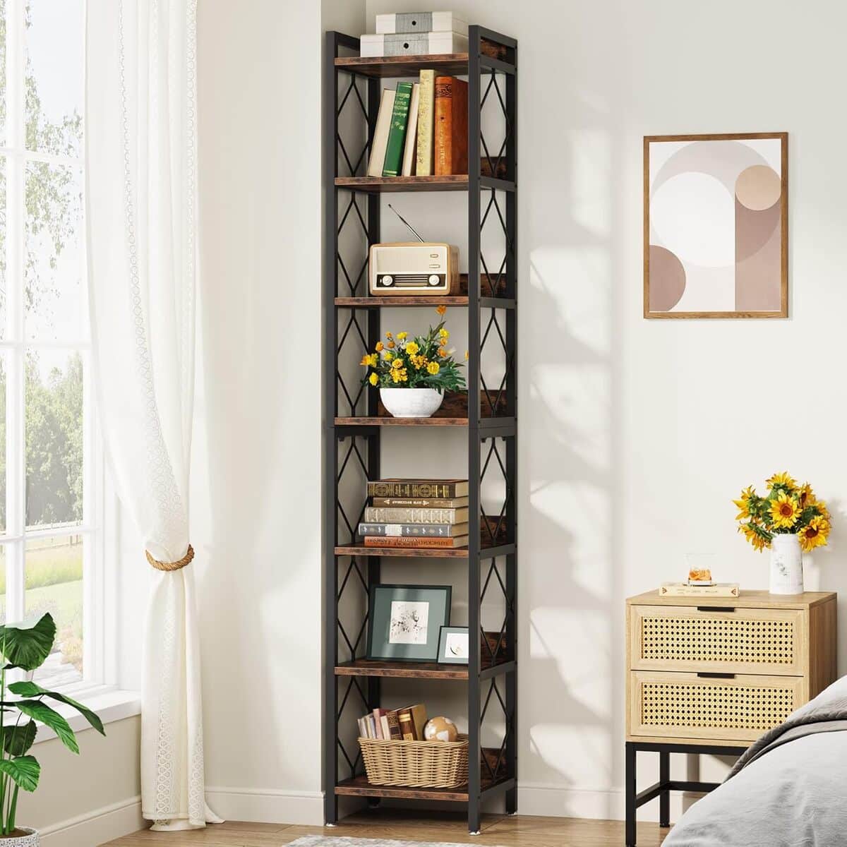 Test : bibliothèque extra haute Tribesigns 200 cm, 7 niveaux rustiques