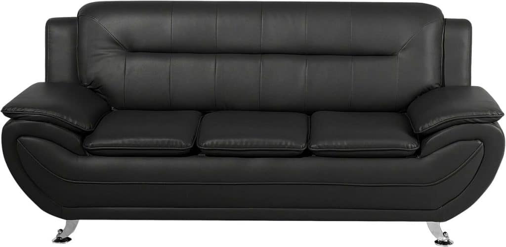 Test du canapé 3 places Beliani : design moderne en cuir PU noir