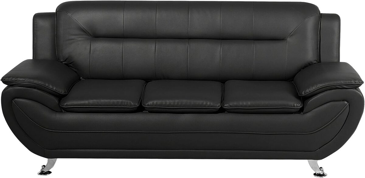Test du canapé 3 places Beliani : design moderne en cuir PU noir