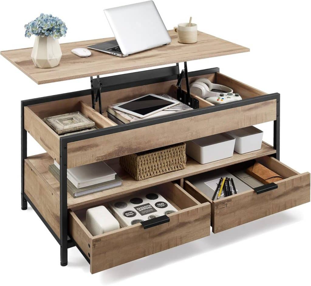 Test : table basse VASAGLE LCT209K02 avec plateau relevable et rangements