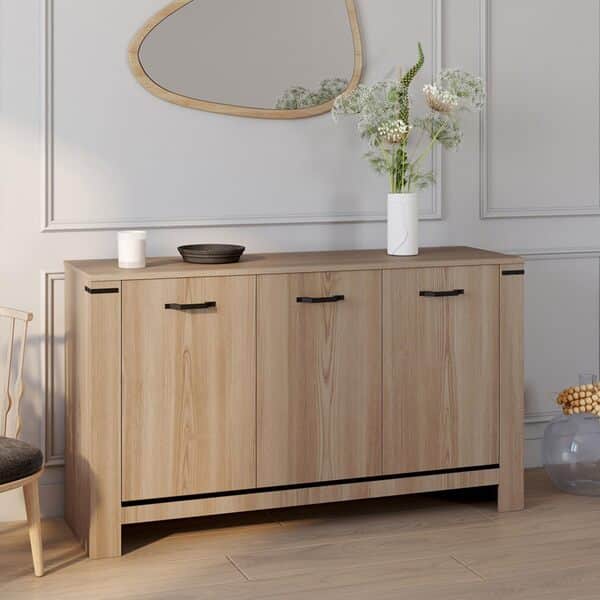 IDMarket - Buffet 140 cm Idaho 3 Portes Design Contemporain