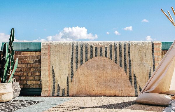 RugVista, Frida, Tapis intérieur et extérieur, Tapis à Poils Ras, 200 x 300 cm, Rectangulaire, Moderne, Jute, Couloir, Care & Fair, Terrasse, Salon, Tapis d'extérieur, Naturel, Beige foncé