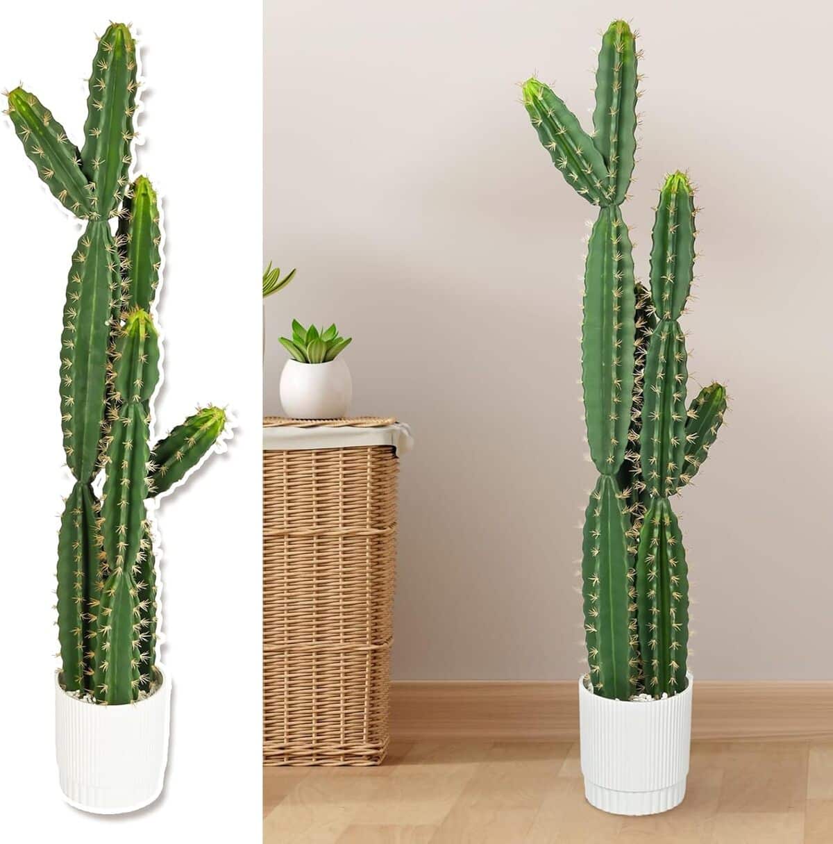 Avis sur le grand cactus artificiel tonchean 130 cm avec pot blanc