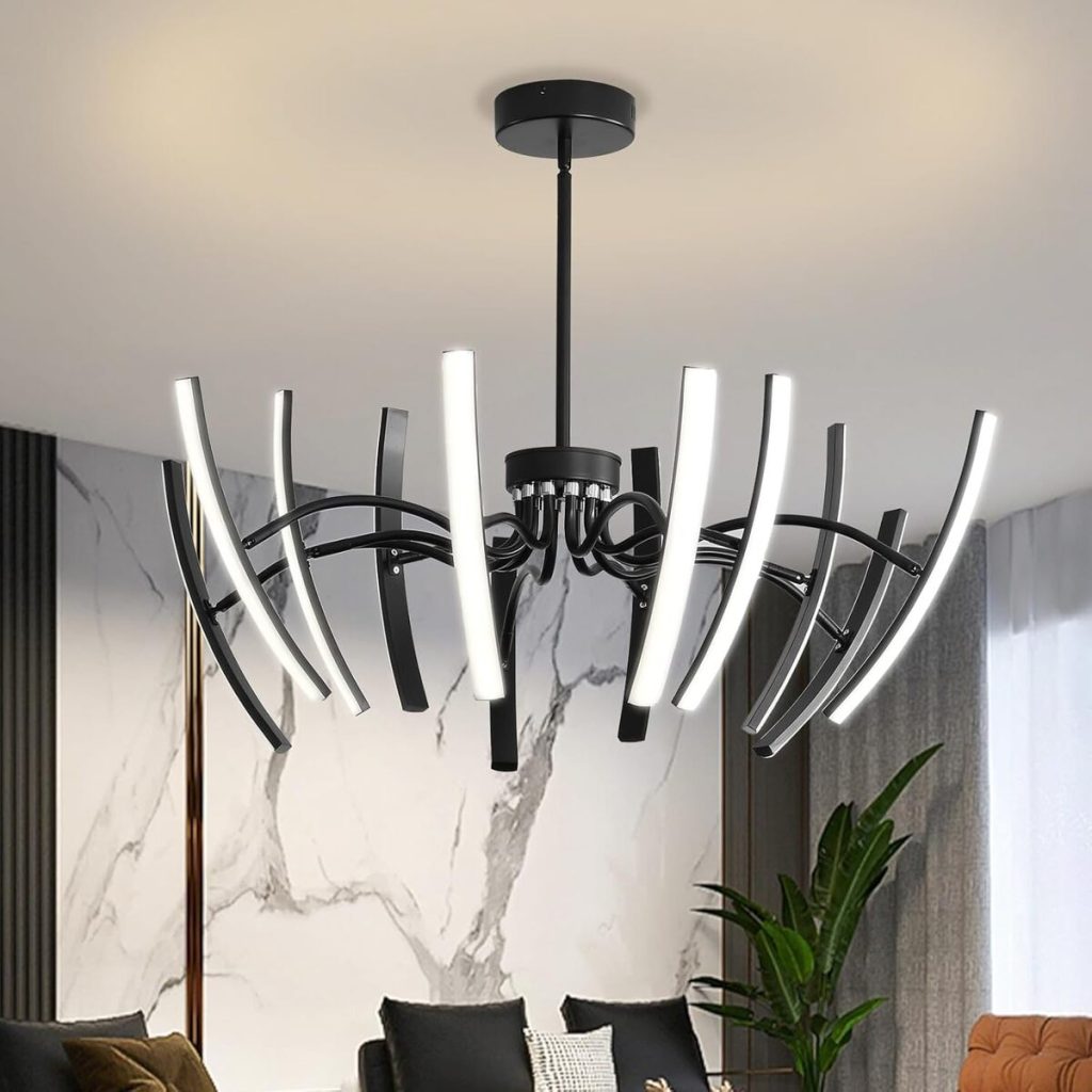 Avis sur le lustre plafonnier LED rotatif noir 120W